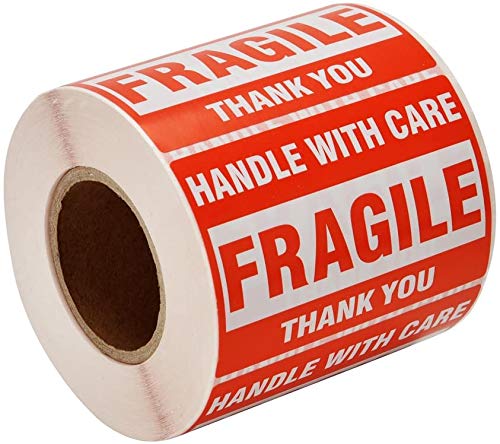 Immuson Warning Fragile Tape, 3"" X 2"" Fragile Handle with Care Warning Stickers for Shipping and Packing,500 Labels Per Roll (2 Rolls) - Image 2